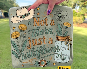 Dandelion Western Cowgirl PNG, Rustic Mason Jar, Boots, Girl Retro Southern Sublimation Design, Western Shirt Graphic, Digital Download