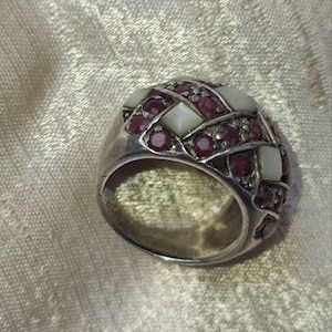 exceptionally beautiful multi stone ring with fieldish and rubinites 7.5size