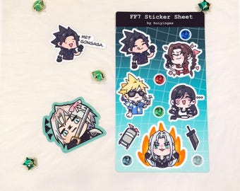 Foglio di adesivi e fustelle FF7 Chibi