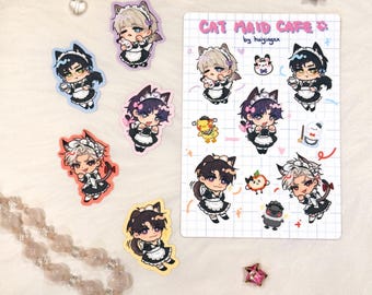 Foglio di adesivi e fustelle "Love and Deepspace Cat Maid"