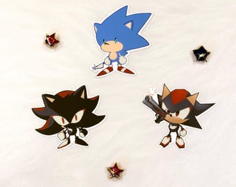 Adesivi fustellati divertenti di Sonic e Shadow