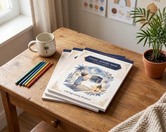 Pacchetto iniziale di libri di attività islamiche, volumi 1-3 / Cinque pilastri, numeri arabi, preghiera (Salah) / Quaderni di lavoro stampabili / Istruzione domestica musulmana 5-10 anni