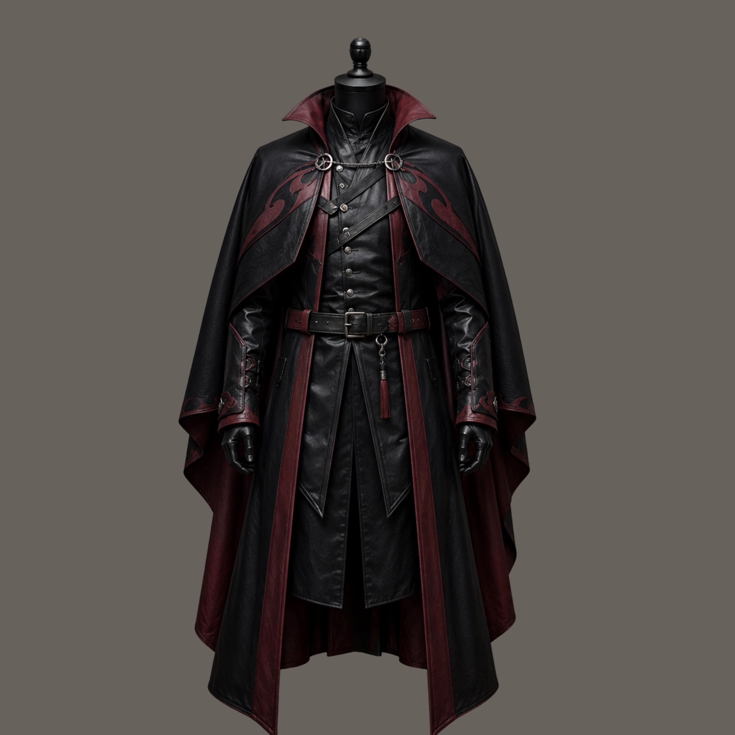 Dark Sorcerer Genuine Leather Cloak, Gothic Halloween Cape