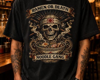 Ramen Skull Shirt | Dark Foodie Tee | Noodle Gang Shirt | Comfort Colors Unisex | Japanese Food Graphic Tee
