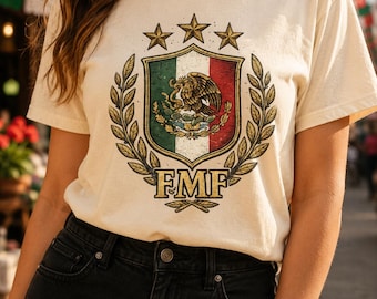 Camiseta de fútbol con el escudo de la FMF para el Mundial de México 2026 / Camiseta vintage de México