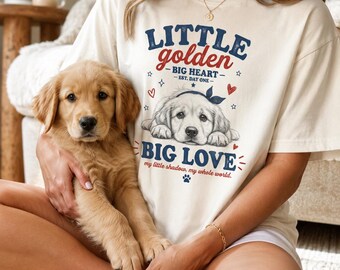 Camiseta de cachorro Golden Retriever / Camiseta para mamás perrunas, Pequeño Golden, Gran Amor, Colores cómodos