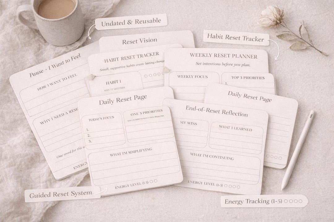 30 Day Life Reset | Self Improvement Journal, Habit Reset Planner ...