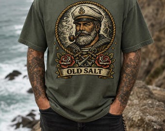 Camiseta marinera náutica / Viejo marinero / Comfort Colors 1717 / Camiseta con estampado de tatuajes / Regalo con estampado de la vieja escuela / Camiseta gráfica vintage / Regalo unisex