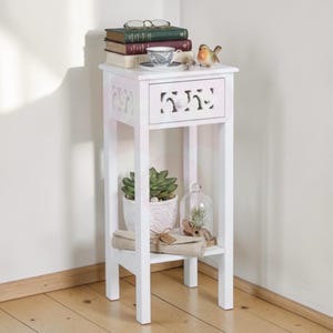 Telephone Table Bed Sofa Side Storage Drawer Display Shelf – Slim Tall Home Office Table