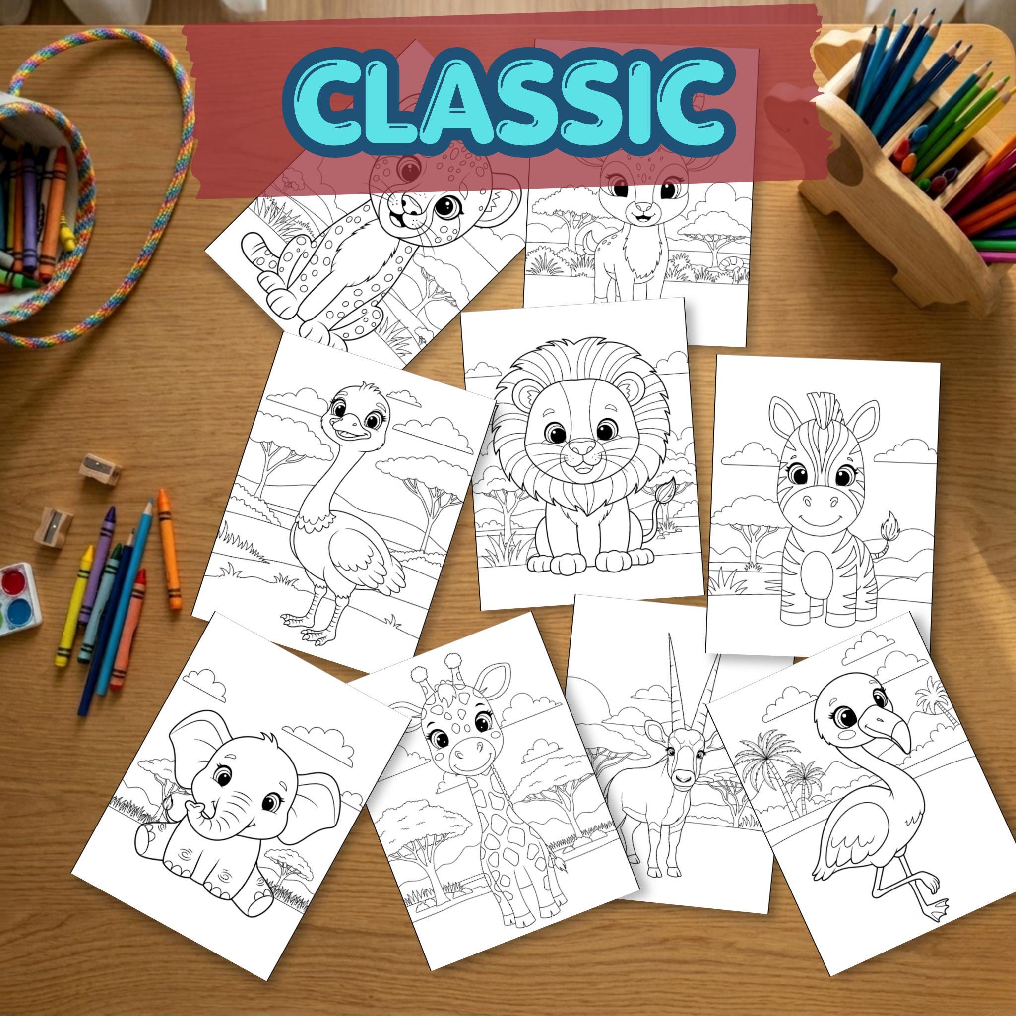 Safari Animals Coloring Book for Kids, Educational Coloring Pages ...