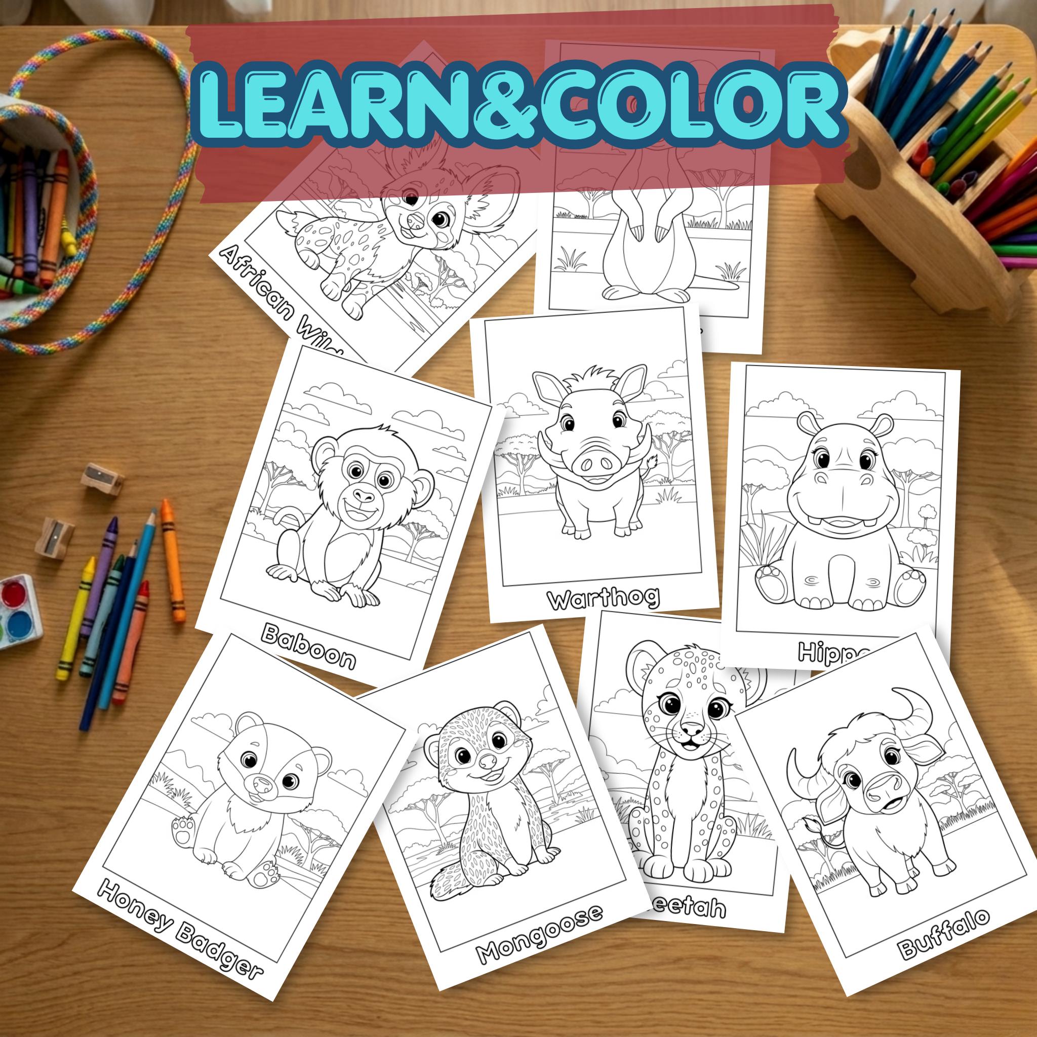 Safari Animals Coloring Book for Kids, Educational Coloring Pages ...