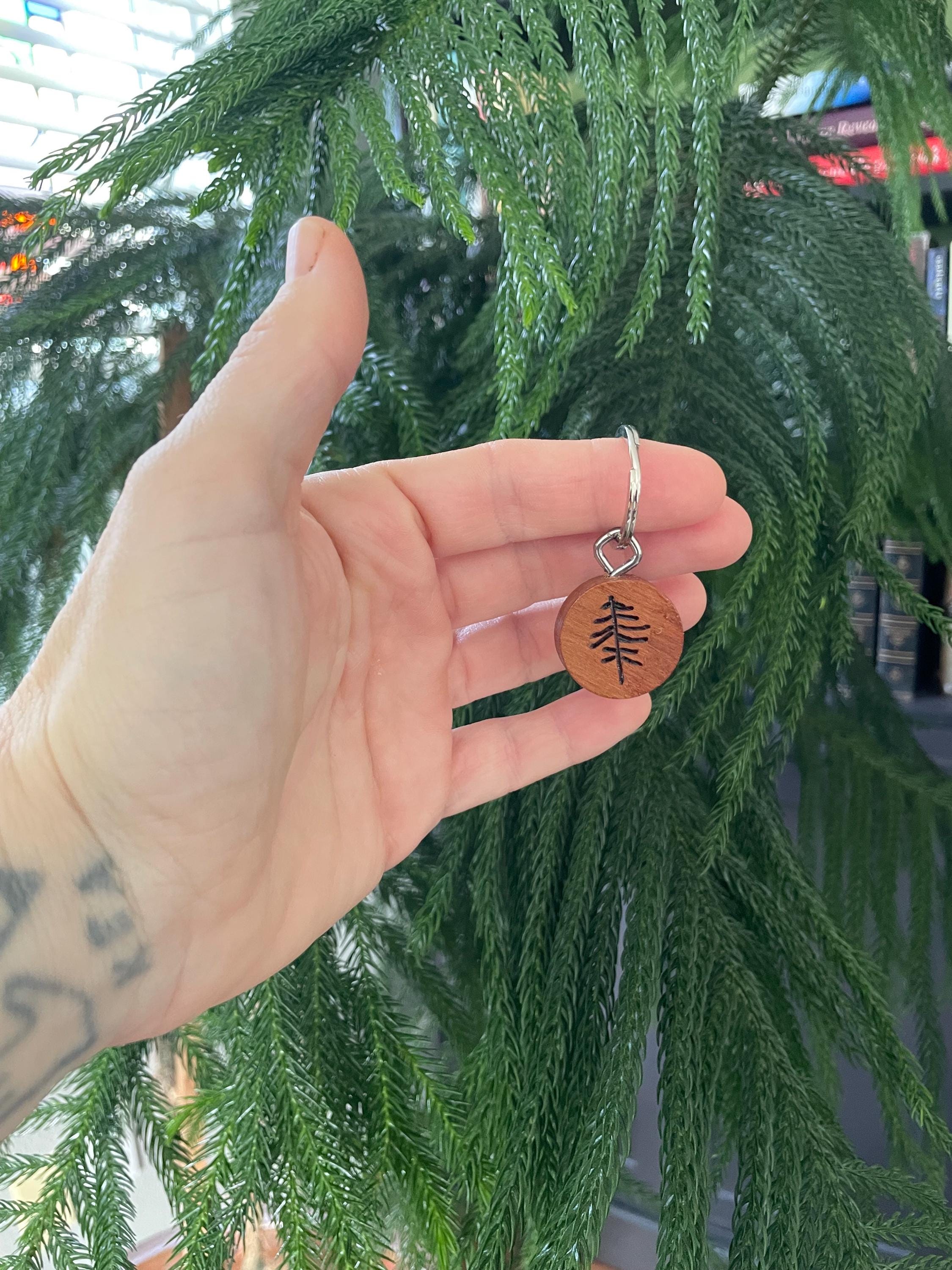 Handmade Wooden Keychain – Tree Design, Small Wood Gift, Nature Lover ...
