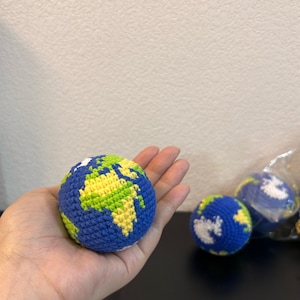 Handgemachter häkeln Erde Hacky Sack, Erde Schlüsselbund, Globe Charm Bild 2