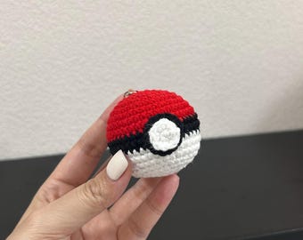 Llavero de Pokébola de ganchillo hecho a mano / Hacky Sack, Pokébola, adorno para bolso o pelota antiestrés, regalo para fans de Pokémon