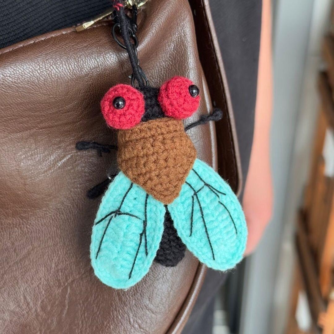 Crochet Fly Keychain – Handmade Insect Charm, Quirky Bug Bag Accessory ...