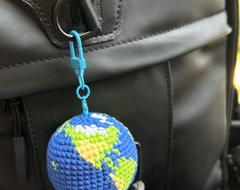Gehäkelte Erde Schlüsselanhänger,Earth Hacky Sack,Handmade Globe Charm