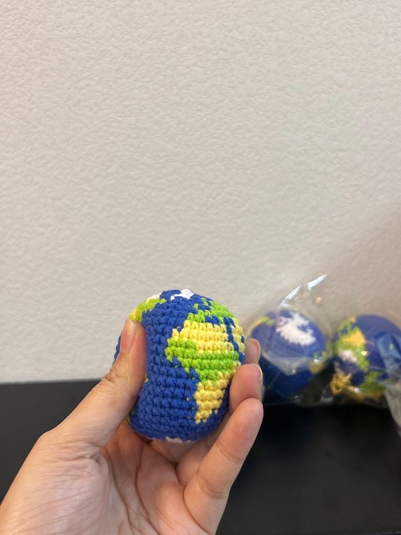 Handgemachter häkeln Erde Hacky Sack, Erde Schlüsselbund, Globe Charm Bild 6