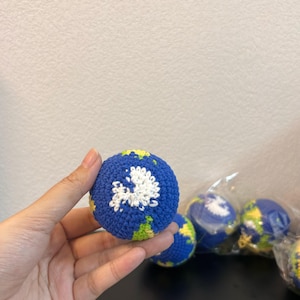 Handgemachter häkeln Erde Hacky Sack, Erde Schlüsselbund, Globe Charm Bild 4
