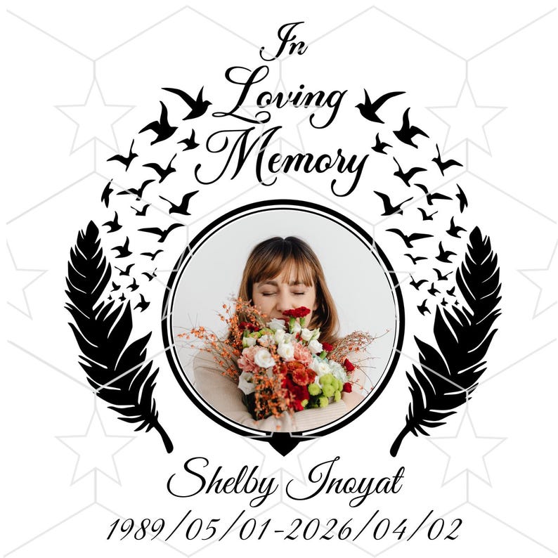 In Loving Memory Feather SVG PNG, Personalized Picture Memorial Designs ...