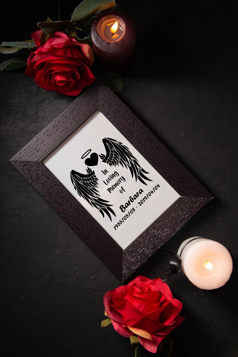 In Loving Memory Angel Wings SVG PNG, Custom Memorial Designs, Digital ...