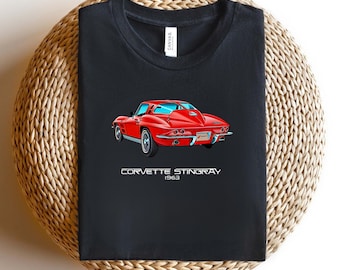 1963 Corvette Stingray Shirt, Retro Classic Car T-shirt, Vintage Chevy Corvette Graphic Tee, Car Enthusiast Gift, Garage Wear, Muscle Car