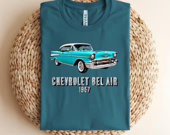 1957 Chevy Bel Air T-Shirt, Classic American Muscle Car Tee, Retro 50s Automobile Graphic Shirt, Vintage Chevrolet Fan Gift, Hot Rod Apparel