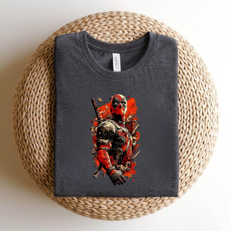Deadpool T-Shirt Design, Retro Comic Mercenary Graphic, Grunge Antihero Vector Art, Comic Book Lover Gift Shirt, Deadpool, Marvel bild 5