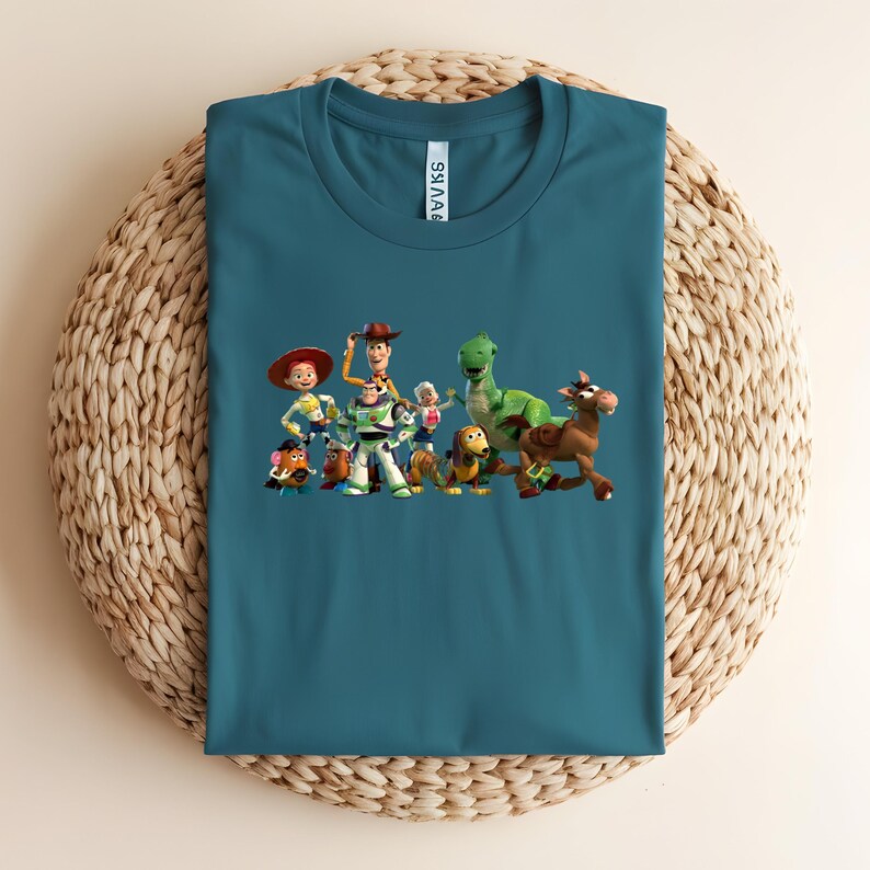 Toy Story Squad Shirt, Full Cast Movie Tee, Woody Buzz Jessie Rex Bullseye Slinky Potato Head T-shirt, Retro Family Vacation Disney Gift image 4