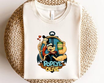 Popeye vs Bluto Shirt, Retro Sailor Challenge T-Shirt, Vintage Cartoon Tee, Funny Arm Wrestling Tshirt, Olive Oyl, Bluto / Brutus