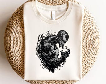Camiseta de antihéroe oscuro, camiseta de simbionte monstruoso, camiseta gráfica de cómic, top de criatura alienígena gótica, atrevida, Venom, ruda, Marvel, Vengadores