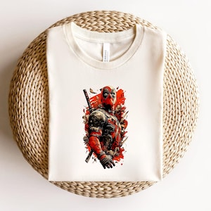 Deadpool T-Shirt Design, Retro Comic Mercenary Graphic, Grunge Antihero Vector Art, Comic Book Lover Gift Shirt, Deadpool, Marvel bild 1