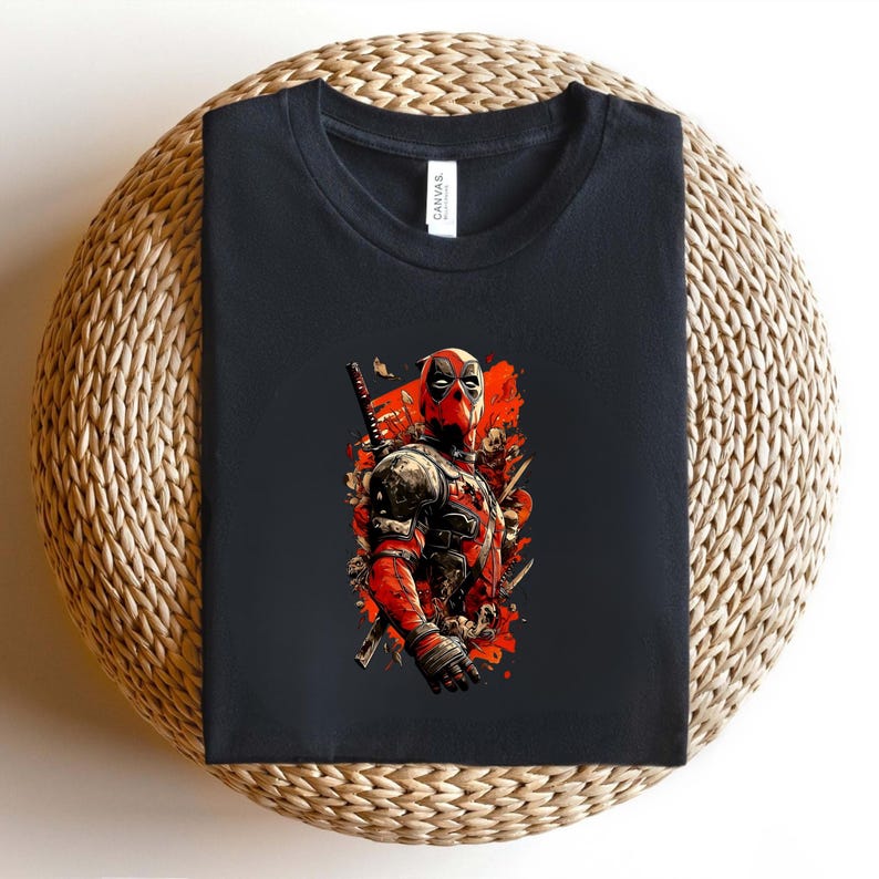 Deadpool T-Shirt Design, Retro Comic Mercenary Graphic, Grunge Antihero Vector Art, Comic Book Lover Gift Shirt, Deadpool, Marvel bild 3