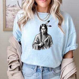 Native American Warrior Shirt, Indigenous Shaman Chief Tee, Wolf Eagle Spirit Graphic, Western Brave Heritage Art, Tribal Warrior Mens Gift