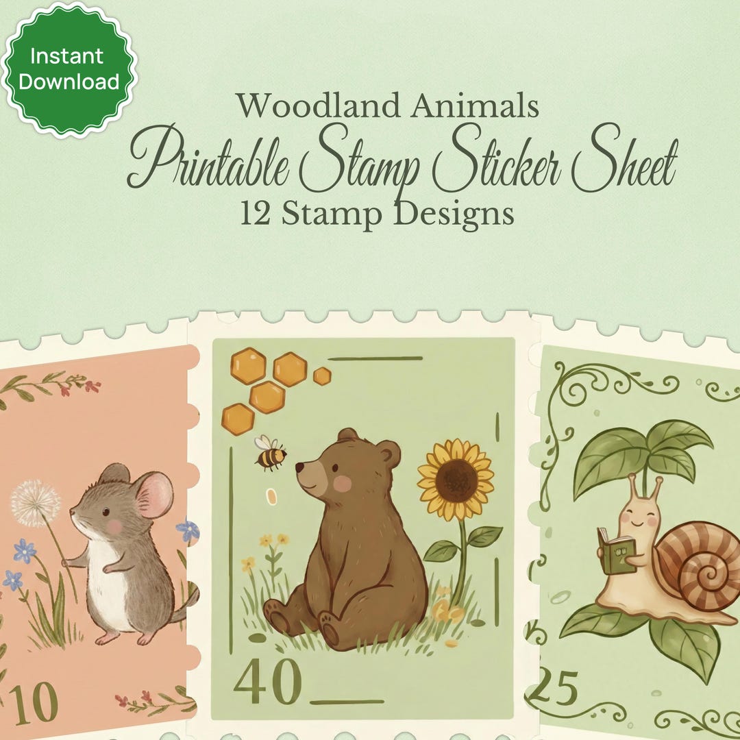Cottagecore Woodland Animal Printable Sticker Sheet – Forest Animals ...