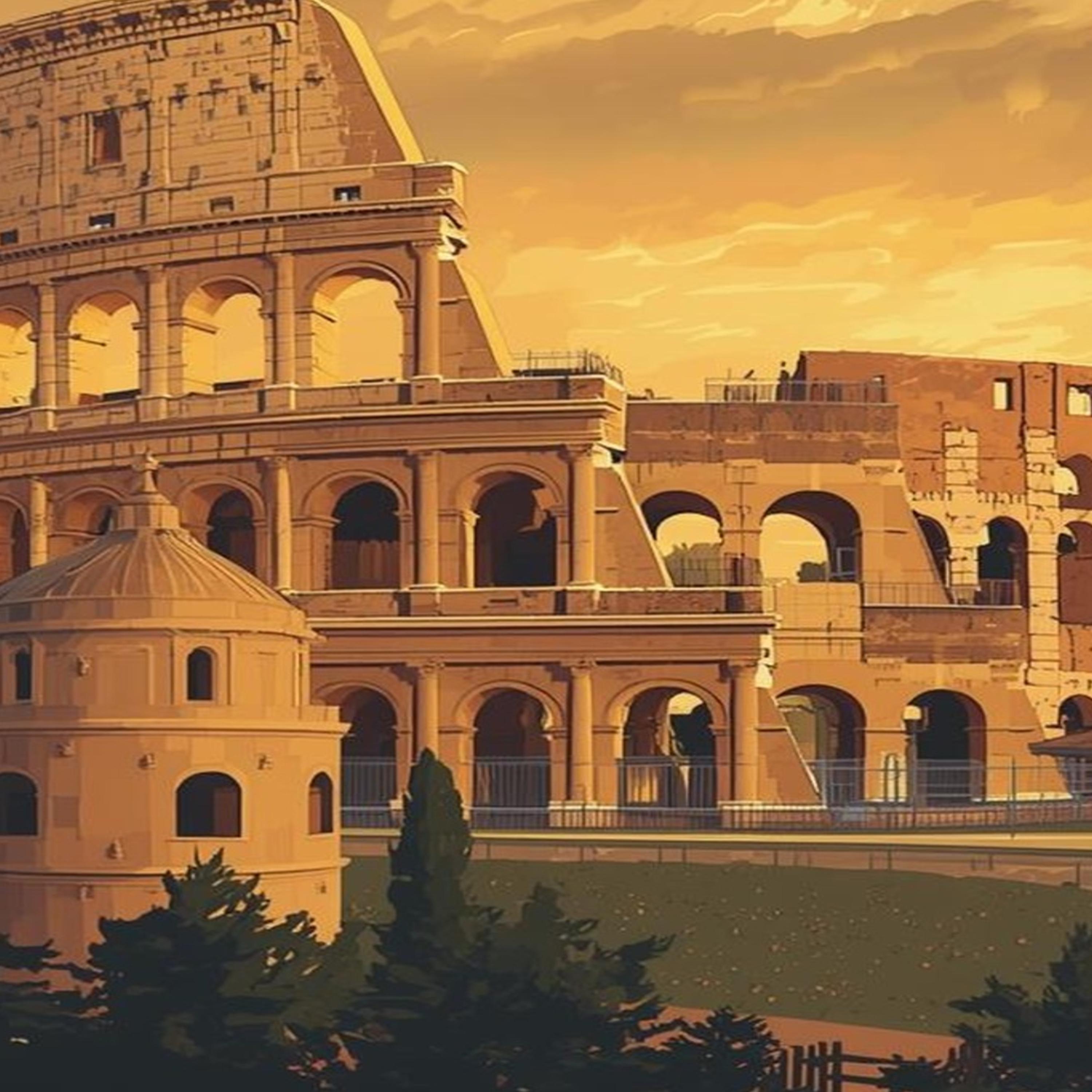 Rome Italy Retro Travel Art Print, Colosseum Wall Decor, Vintage ...