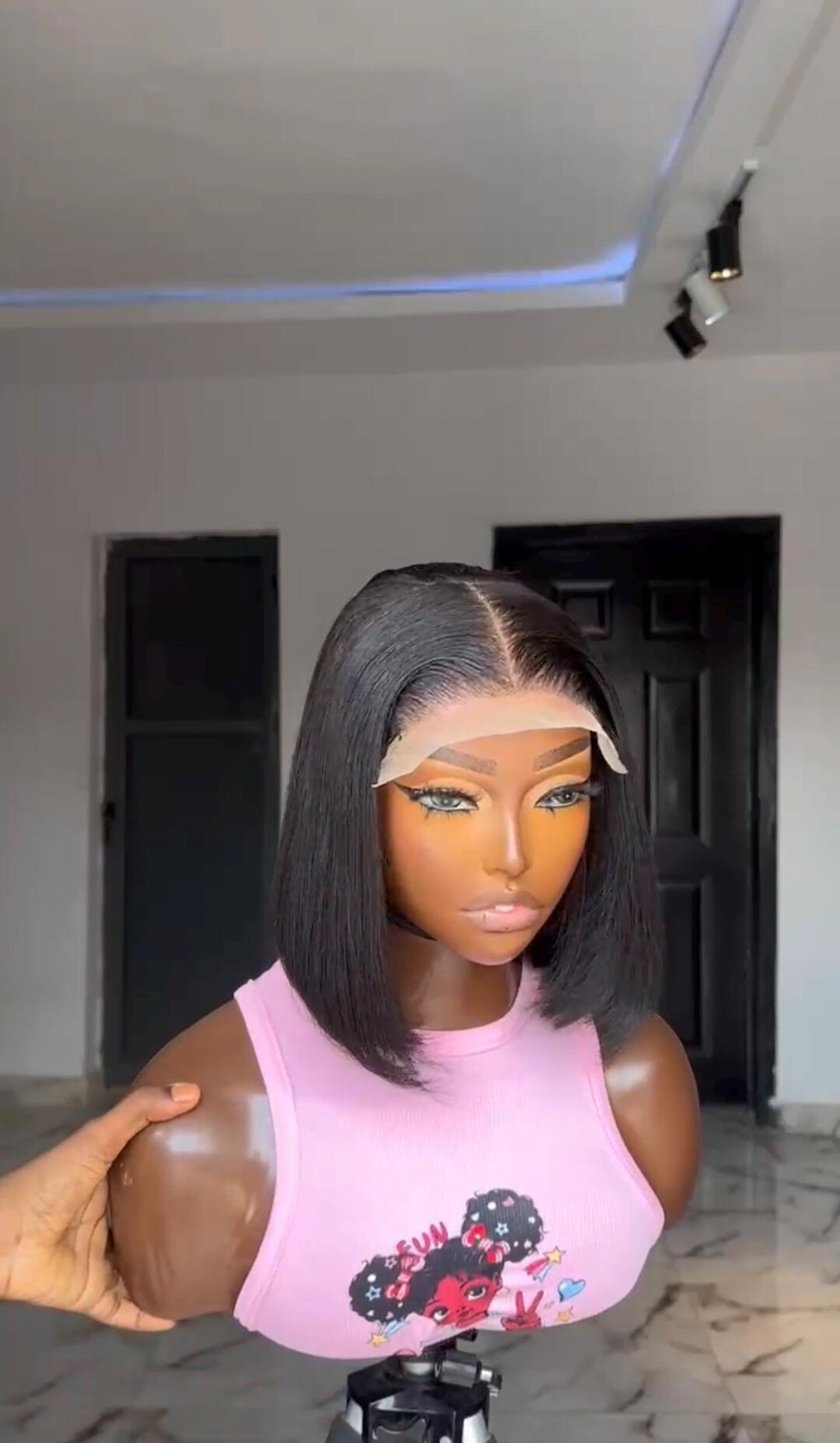 8 Inch Bone Straight Lace Closure Wig | Super Double Drawn Bob Wig ...