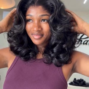 16” Vietnamese Human Hair Wig  Bouncy Wave 5x5 Swiss Lace Closure  Luxury Ready-to-Wear Human Hair Wig