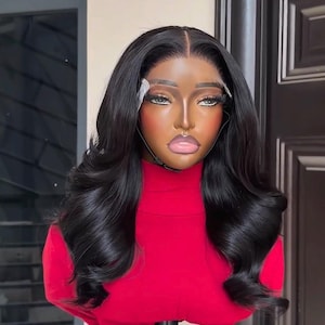 16” layered wavy hair Vietnamese bounce With HD 5by5 lace closure ready to wear Glueless wig