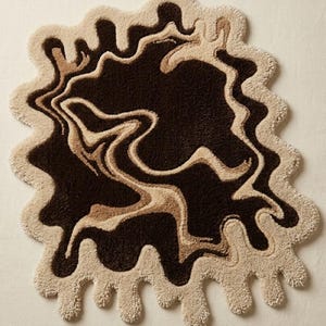 Hand-Tufted Blob Rug | Modern Organic Wavy Area Rug, Earth Tone Funky Design