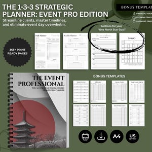 Paquete de administración para profesionales de eventos BOUTIQUE / Planificador estratégico 1-3-3, seguimiento de cronogramas de clientes, gestión de la ejecución, PDF de Stone & Slate