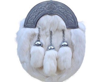 Sporran escocés celta para hombre, hecho a mano, con cinturón de cadena.