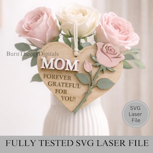 Mors dag-korg / Blommig etikett | SVG digital laserskuren fil Glowforge & Lightburn testad