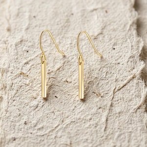 Bar Threader Earrings • Minimalist Dangle Earrings • Simple Vertical Bar Drop Earrings • Dainty Everyday Jewelry • Gift for Her