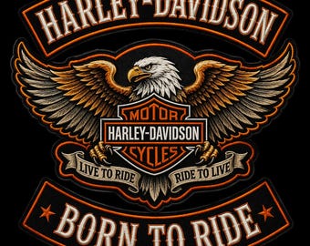 Custom Harley Davidson biker patch for jacket back