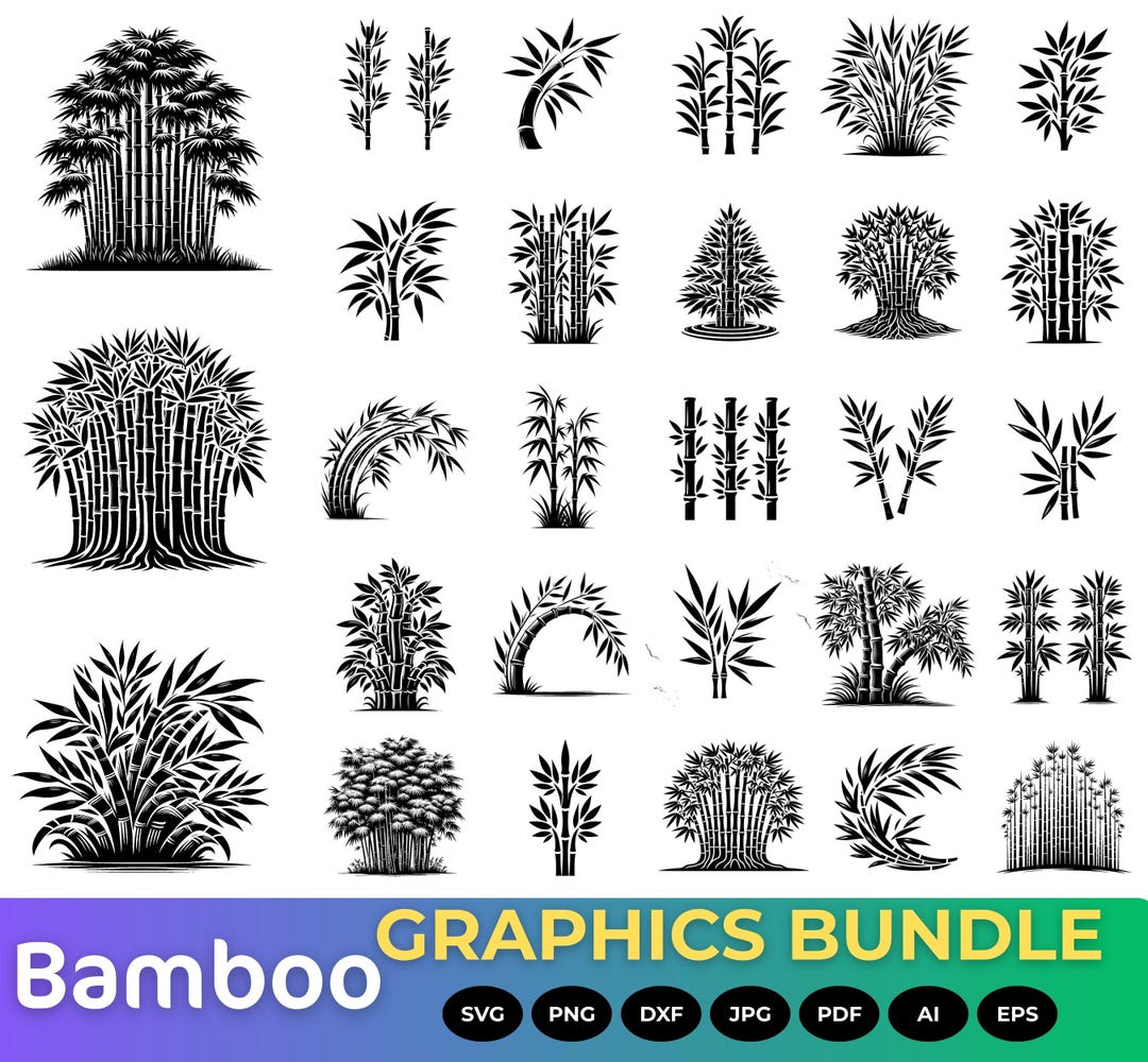 Bamboo SVG Bundle, Oriental Clipart, Zen Nature Cut Files (svg, Dxf ...