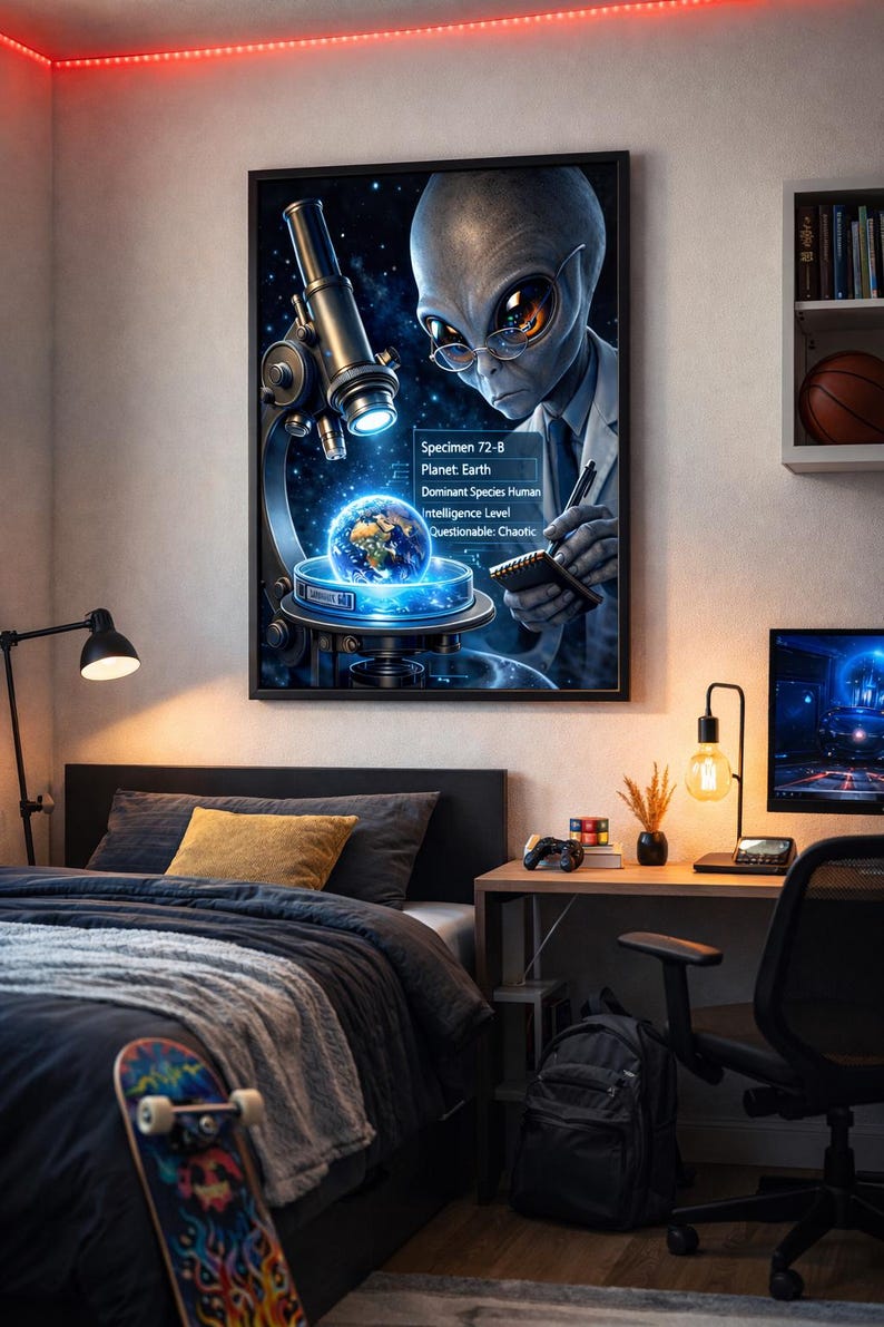 ALIEN FILES Collection-funny Alien Wall Art – Sci-fi Poster – Space ...