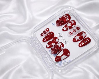Press on nails [style] – Faux ongles luxe faits main – Nail art réutilisable - BTS