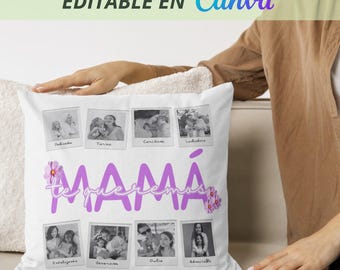 Mother's Day cushion template - personalize your cushion for a special gift. Editable in Canva for Mother's Day