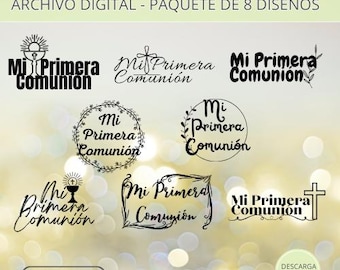 Cake Topper My First Communion - Pack of 8 designs for immediate download in SVG, PNG and PDF format