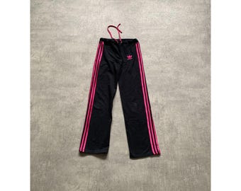 Adidas 3 three stripes cotton womens trousers pant pink black 90s